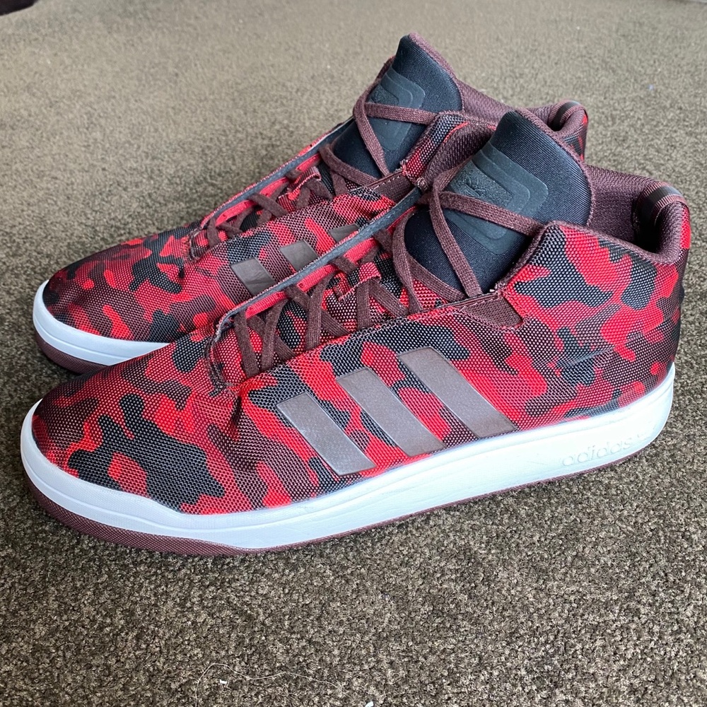 Adidas Red Black Camo High tops - men’s 12